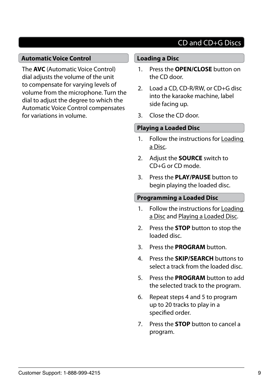 Cd and cd+g discs | GPX JM250S User Manual | Page 9 / 12