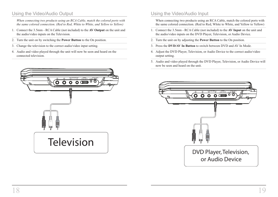 Television, Dvd player, television, or audio device | GPX PD908B User Manual | Page 10 / 11