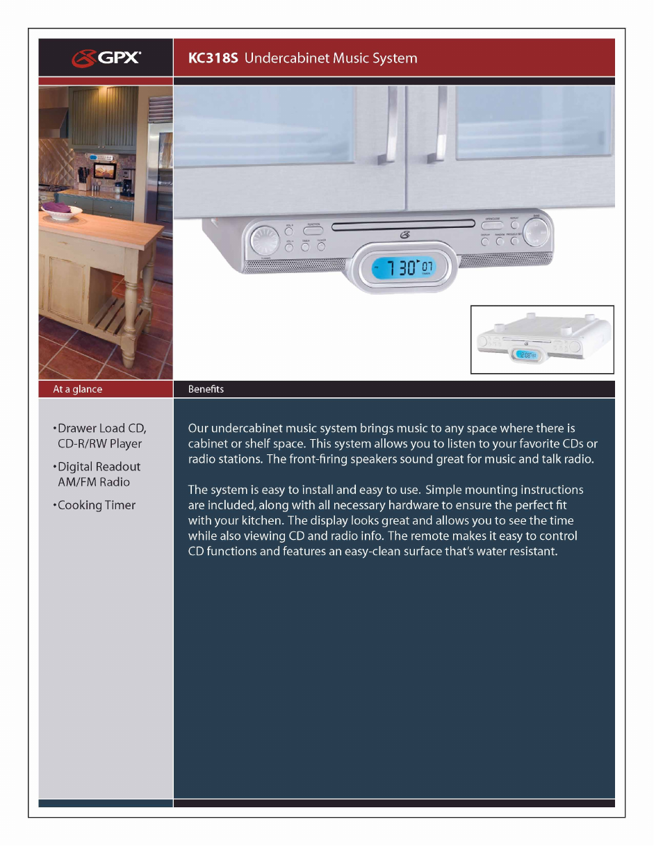 GPX KC318S User Manual | 2 pages