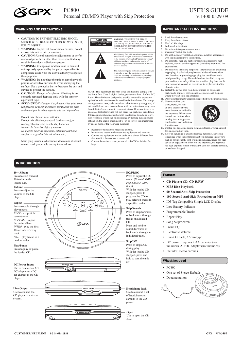 GPX PC800 User Manual | 2 pages