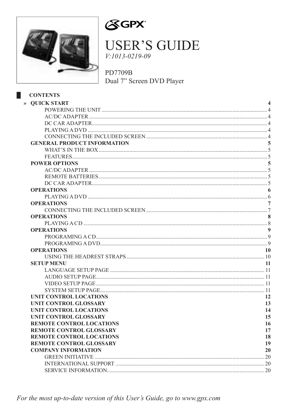 GPX PD7709B User Manual | 20 pages