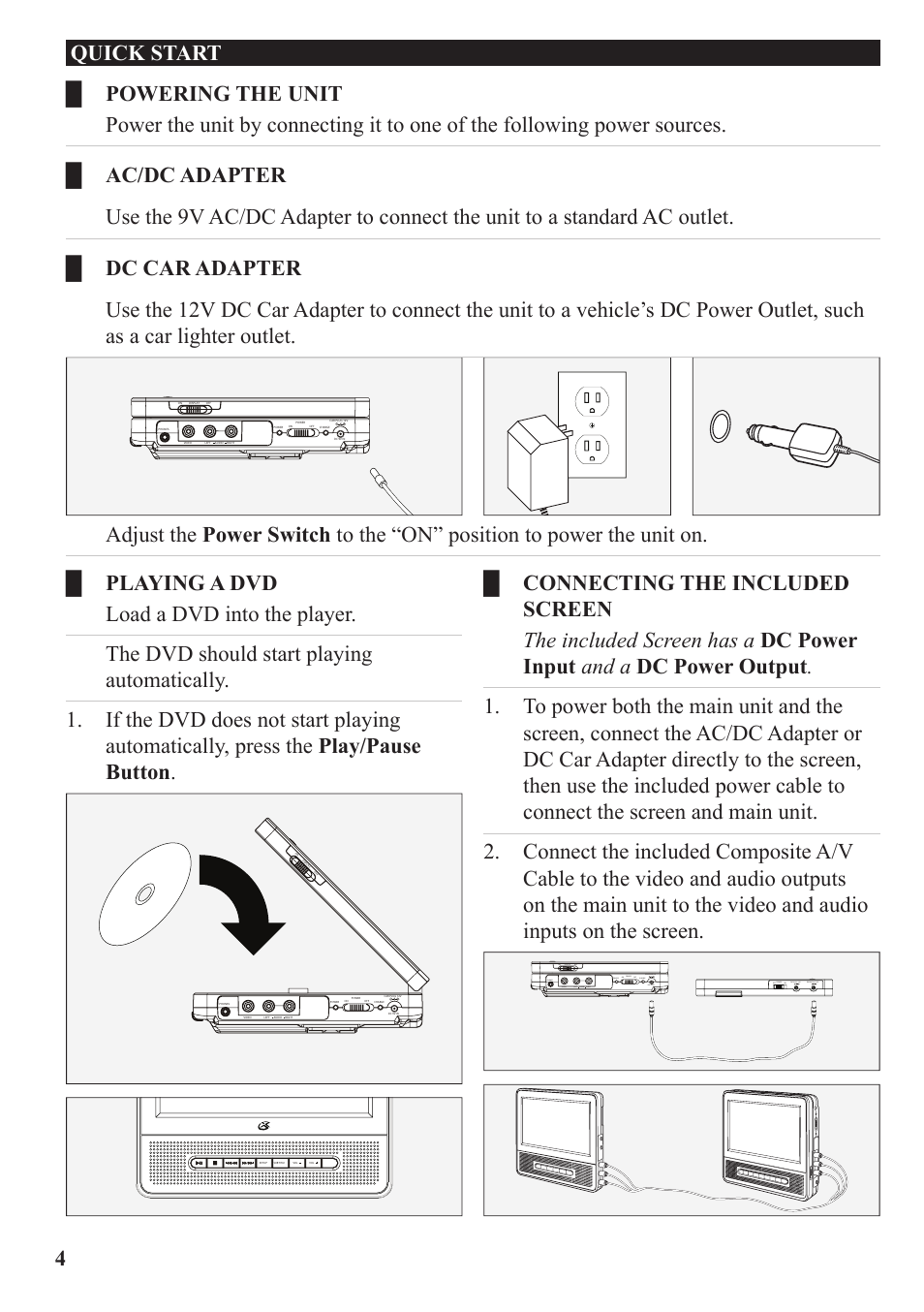 4quick start | GPX PD7709B User Manual | Page 4 / 20