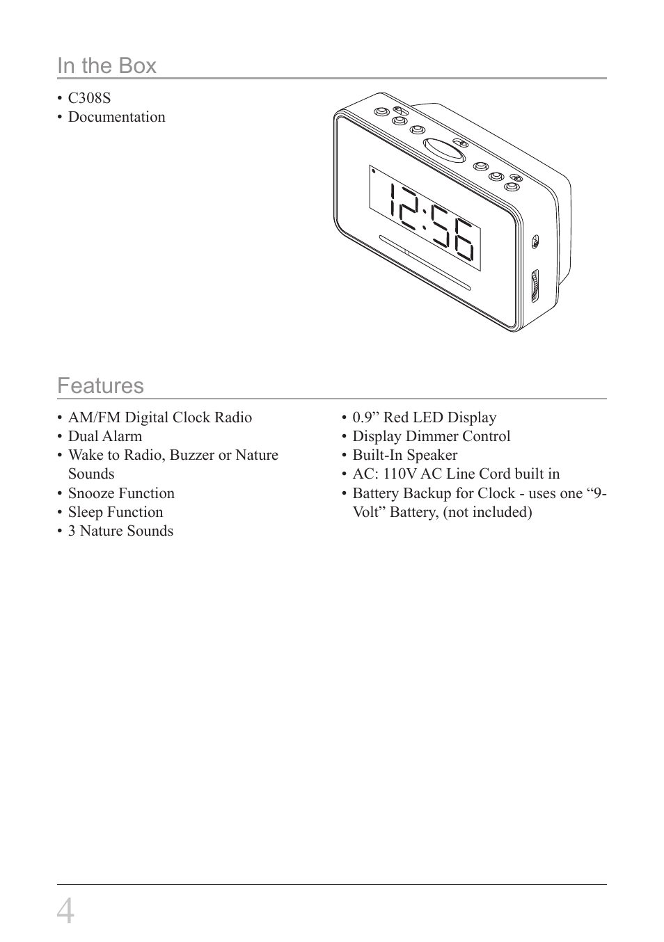 GPX C308S User Manual | Page 4 / 12