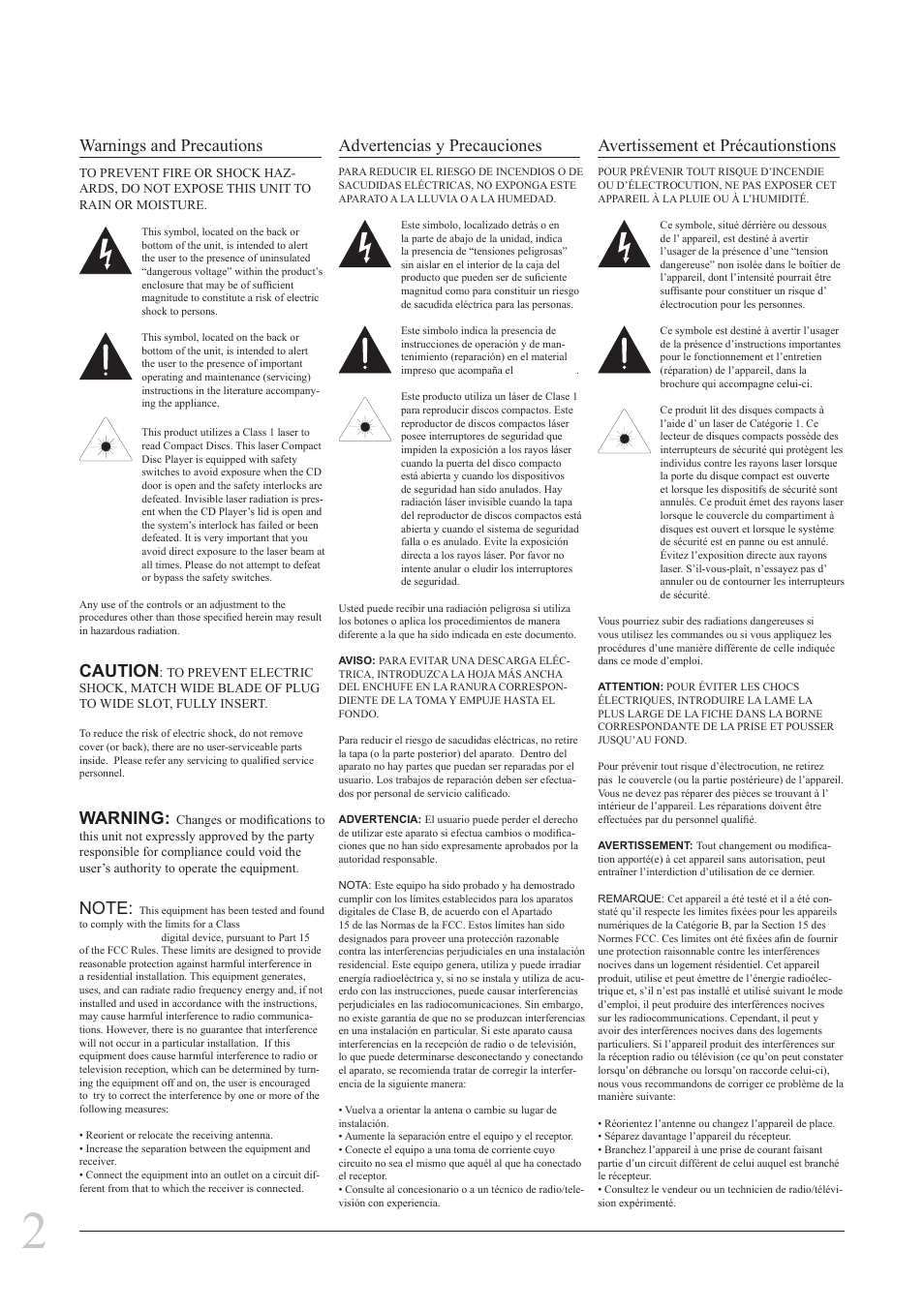 Caution, Warning | GPX D2817 User Manual | Page 2 / 16