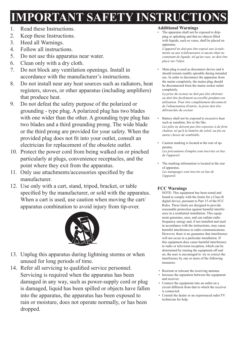 Important safety instructions | GPX TL709 User Manual | Page 3 / 12