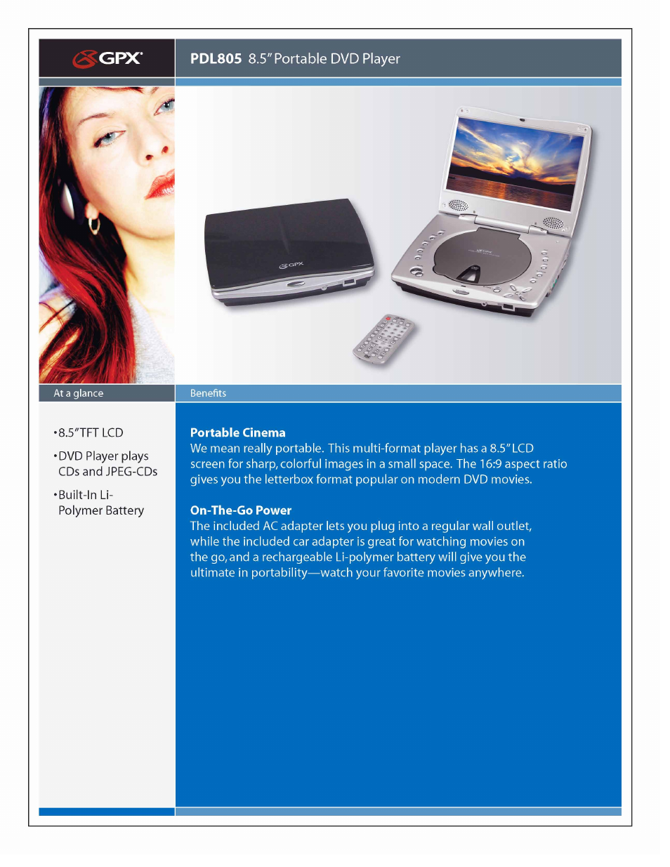 GPX PDL805 User Manual | 2 pages