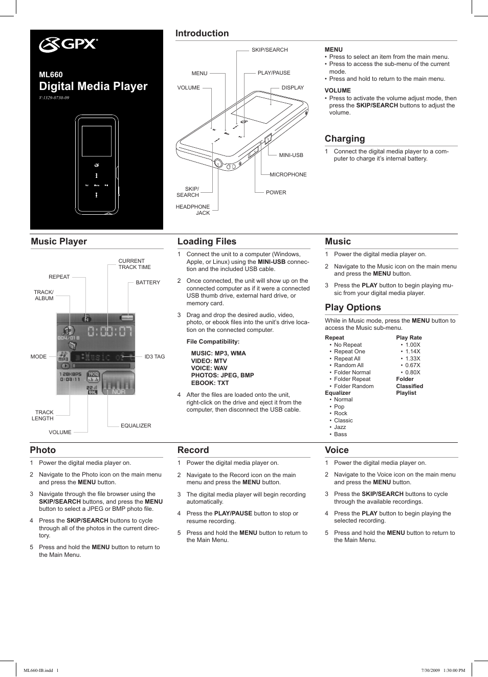 GPX ML660 User Manual | 2 pages