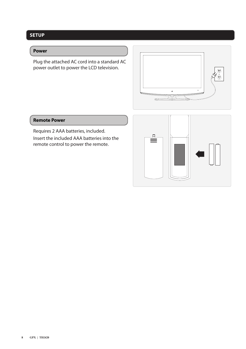 GPX TD2420 User Manual | Page 8 / 16