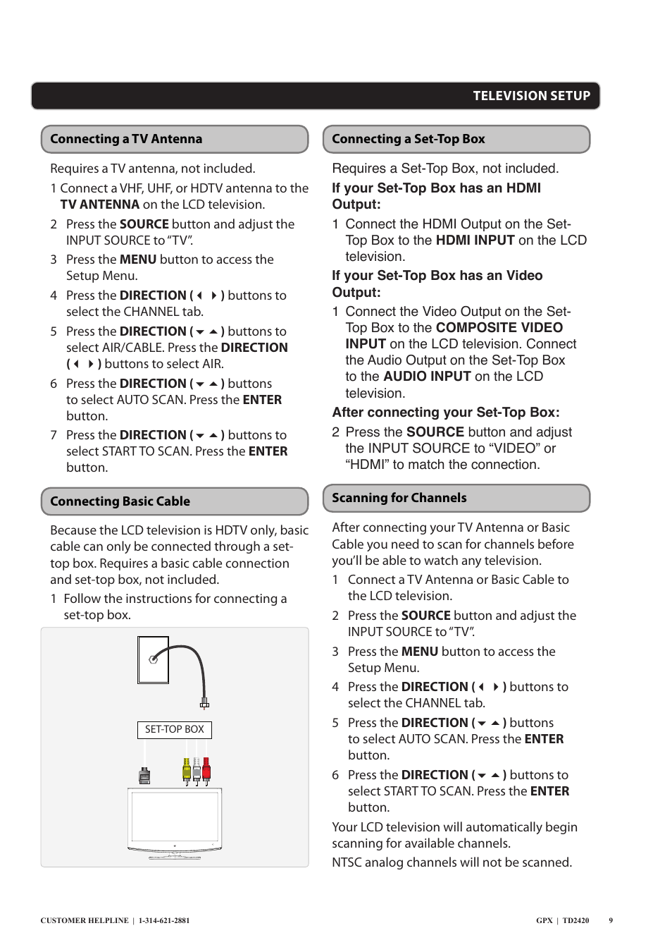 GPX TD2420 User Manual | Page 9 / 16
