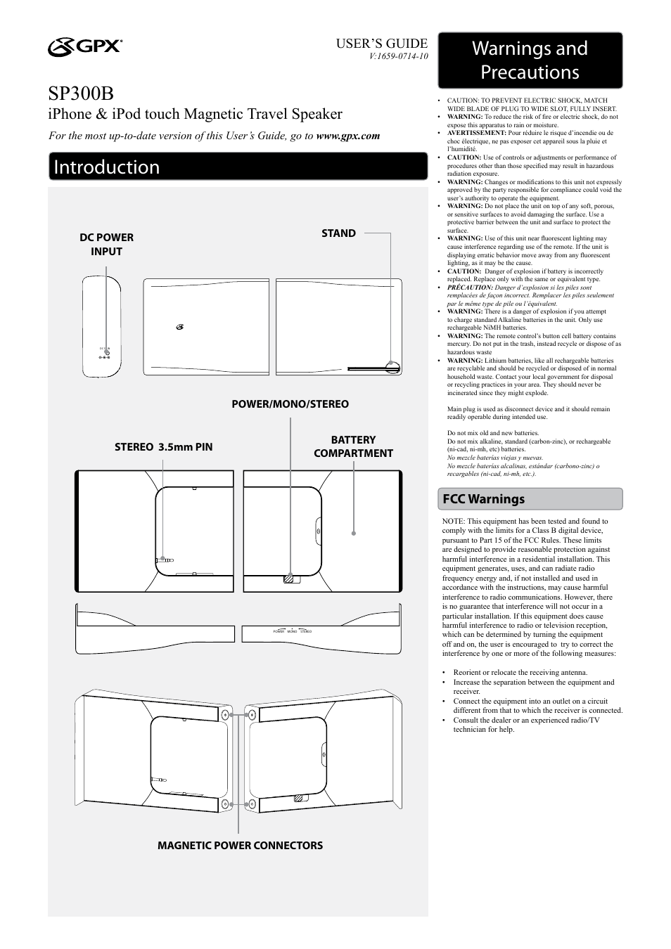 GPX SP300B User Manual | 2 pages