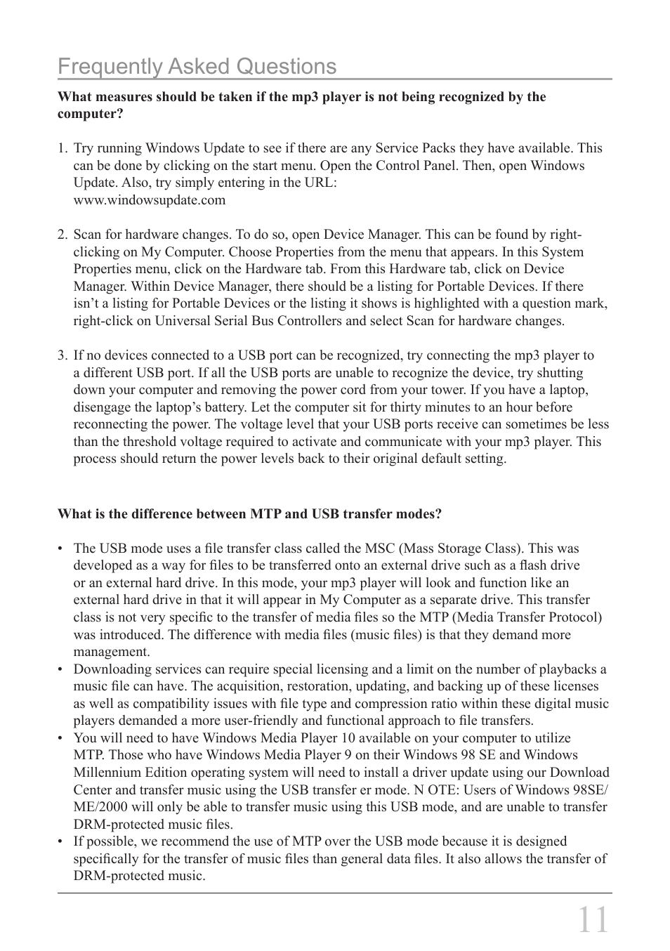 Frequently asked questions | GPX MW2X8B User Manual | Page 11 / 12