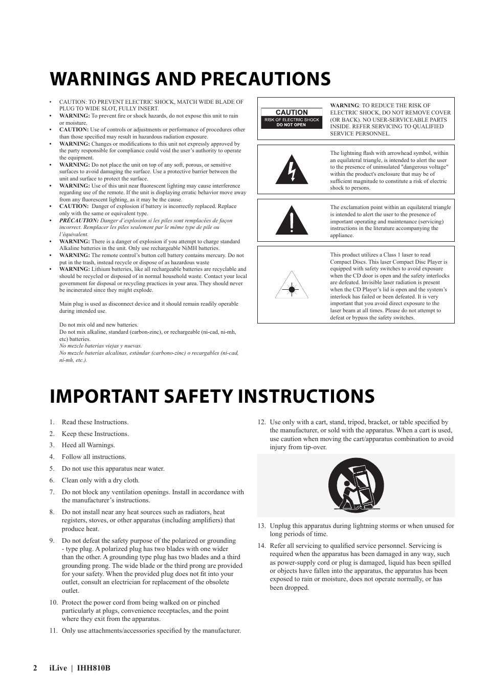 GPX IHH810B User Manual | Page 2 / 20