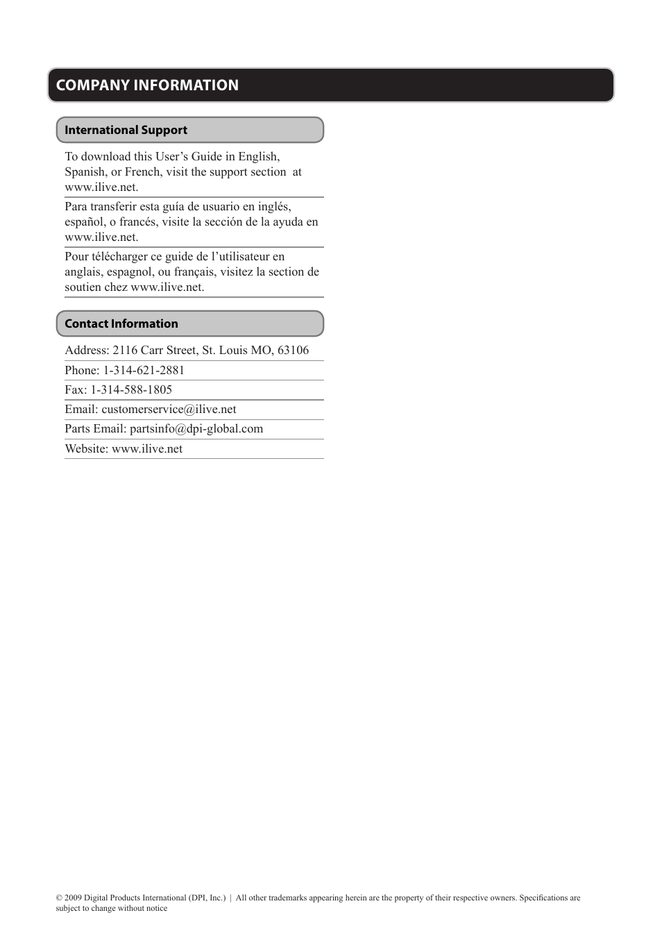 Company information | GPX IHH810B User Manual | Page 20 / 20