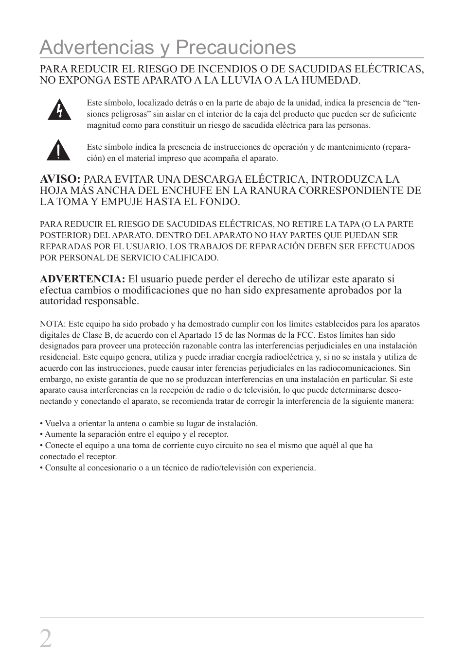 Advertencias y precauciones | GPX MW3827 User Manual | Page 2 / 8