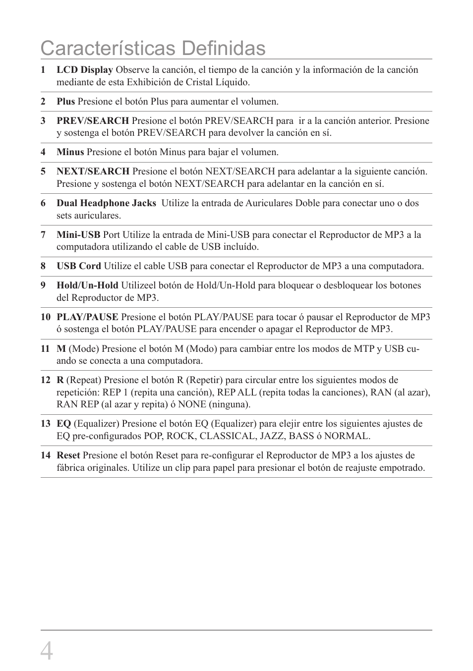 Características definidas | GPX MW3827 User Manual | Page 4 / 8