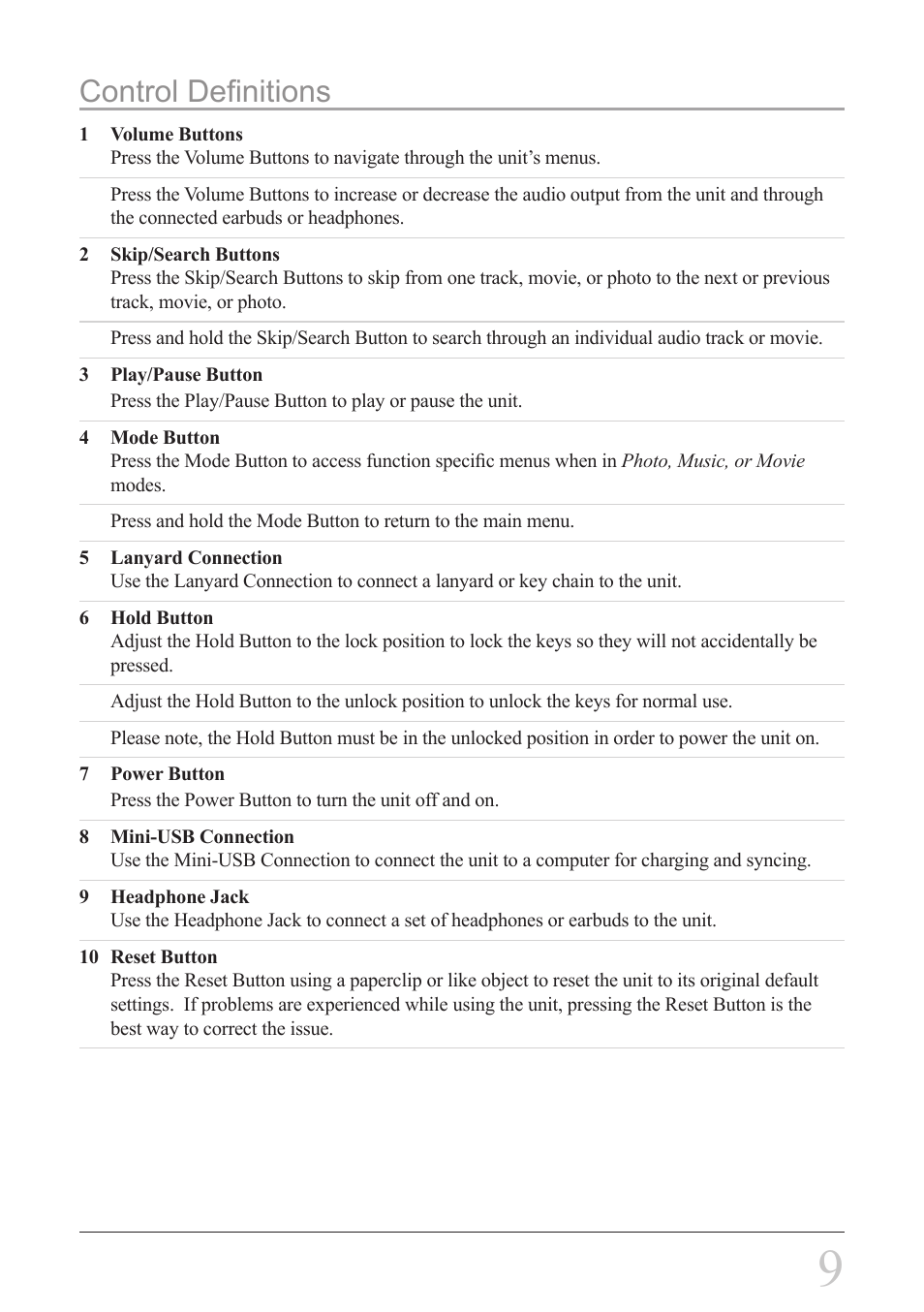 Control definitions | GPX ML6X8B User Manual | Page 9 / 12