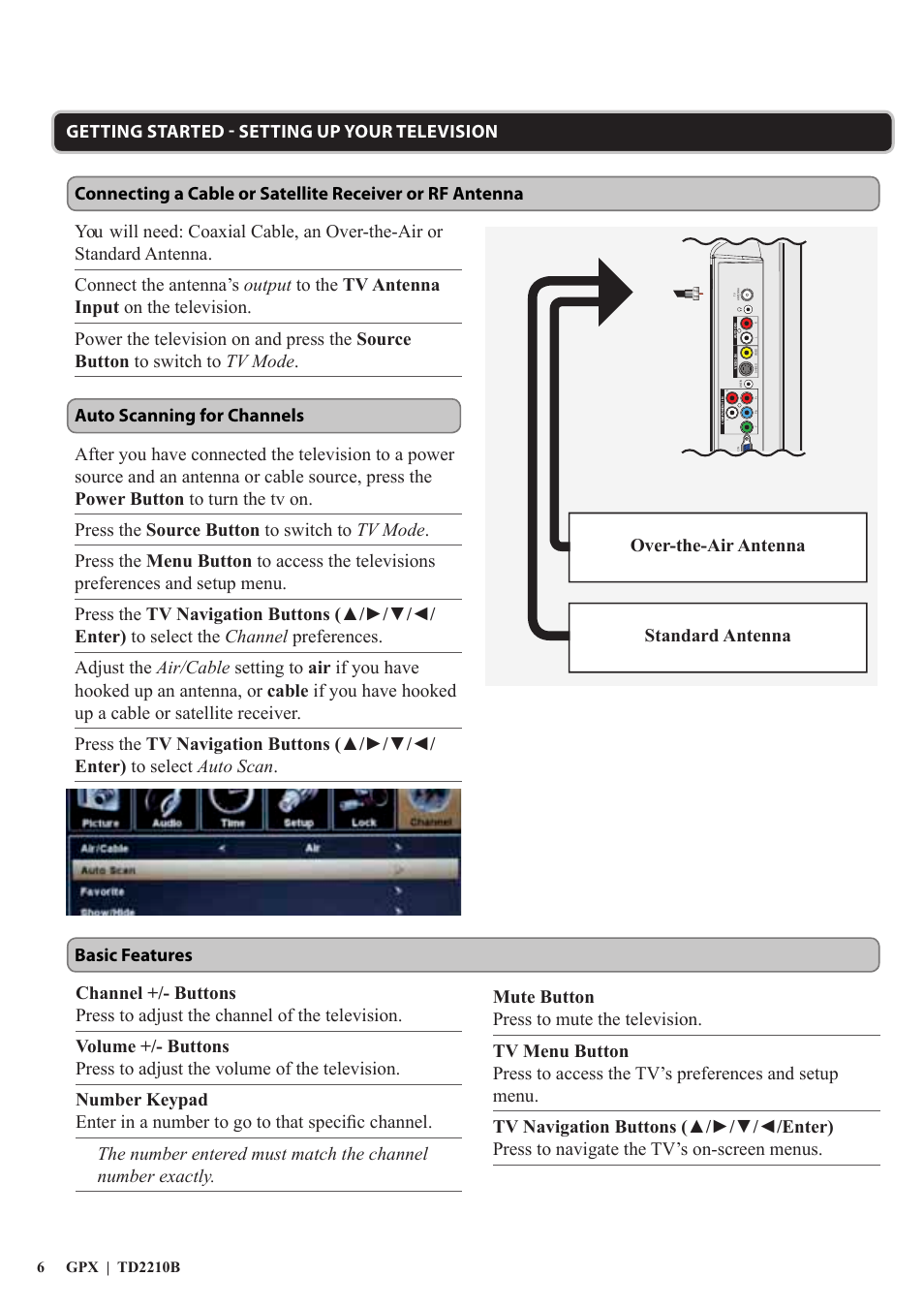 GPX TD2210B2 User Manual | Page 6 / 12