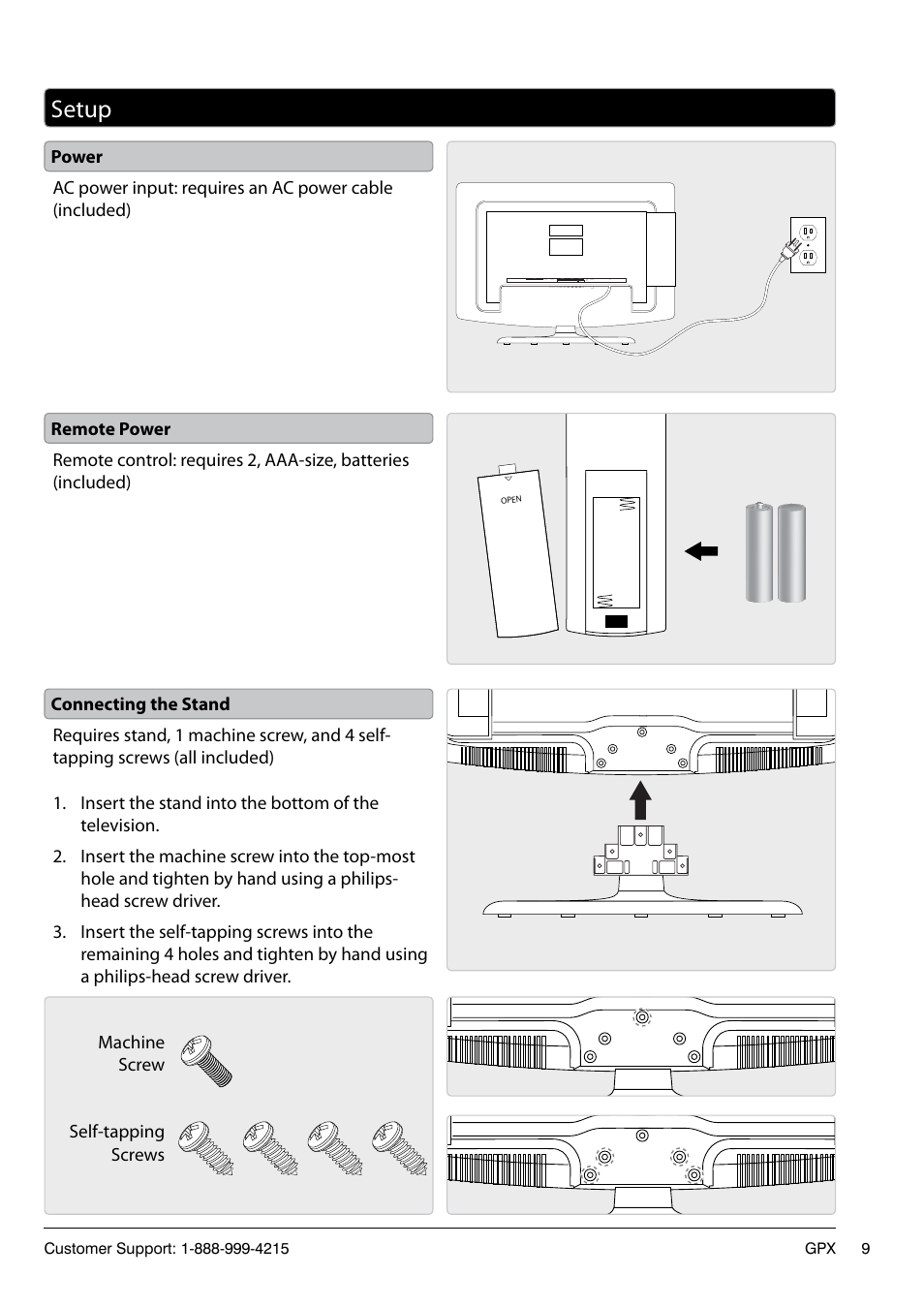 Setup | GPX TD3220 User Manual | Page 9 / 16