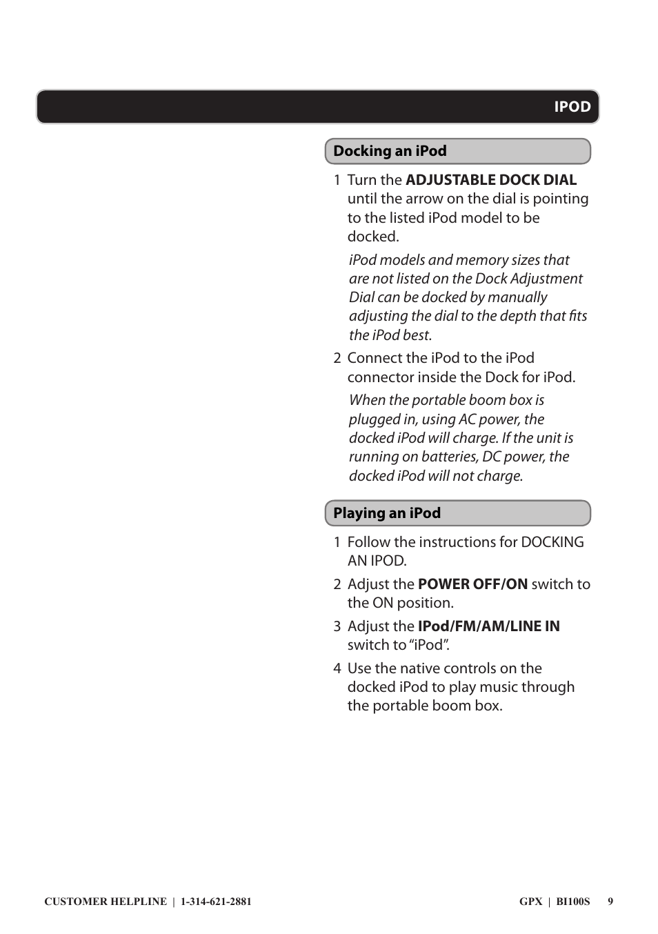 GPX BI100S User Manual | Page 9 / 12