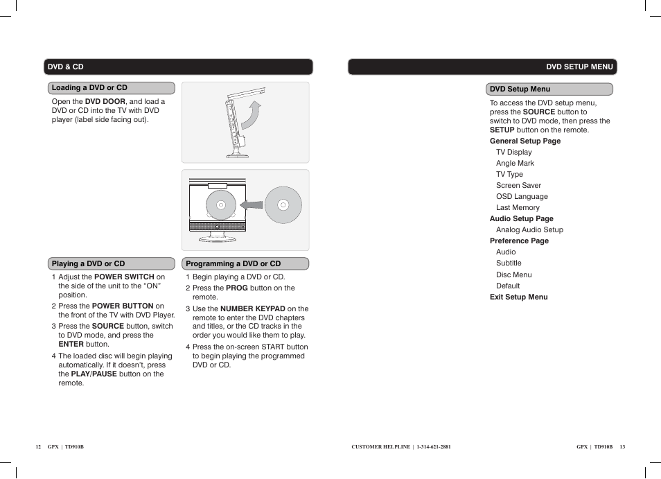 Power | GPX TD910B User Manual | Page 7 / 9