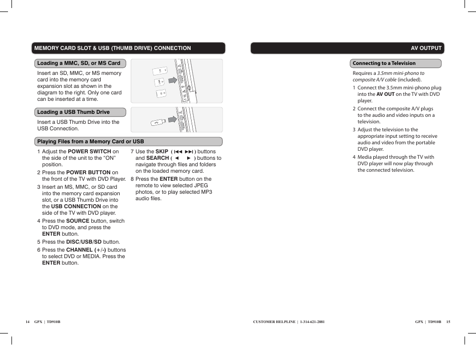 GPX TD910B User Manual | Page 8 / 9