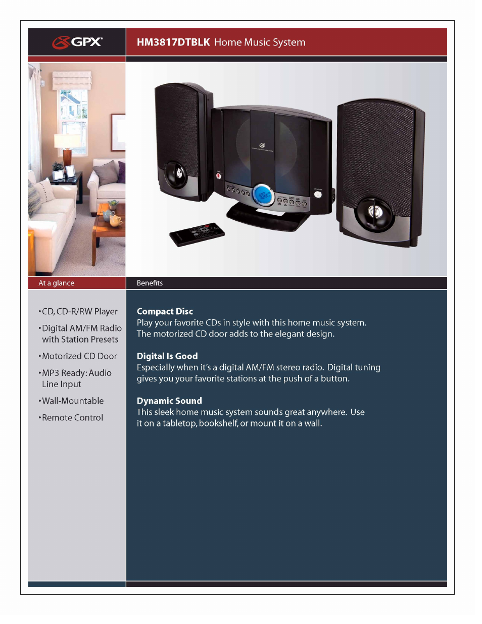GPX HM3817DTBLK User Manual | 2 pages