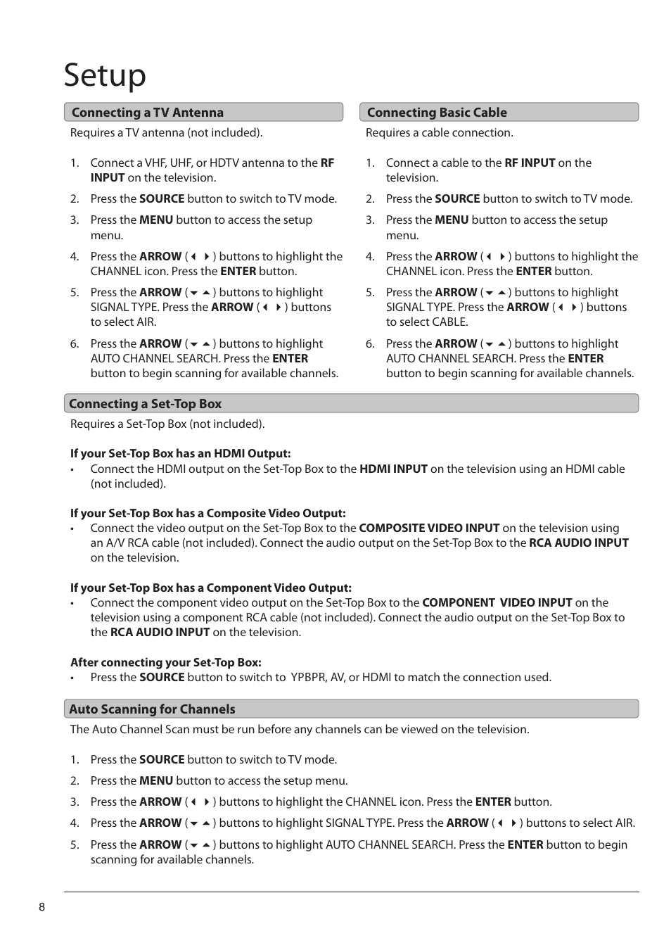 Setup | GPX TE1980B User Manual | Page 8 / 12
