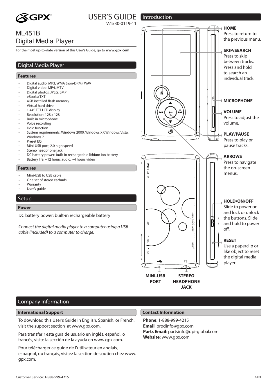 GPX ML451B User Manual | 2 pages