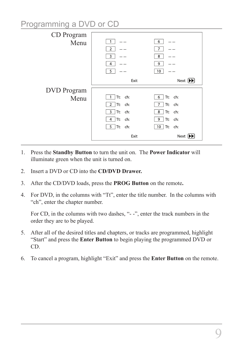 Programming a dvd or cd | GPX D1816 User Manual | Page 9 / 16