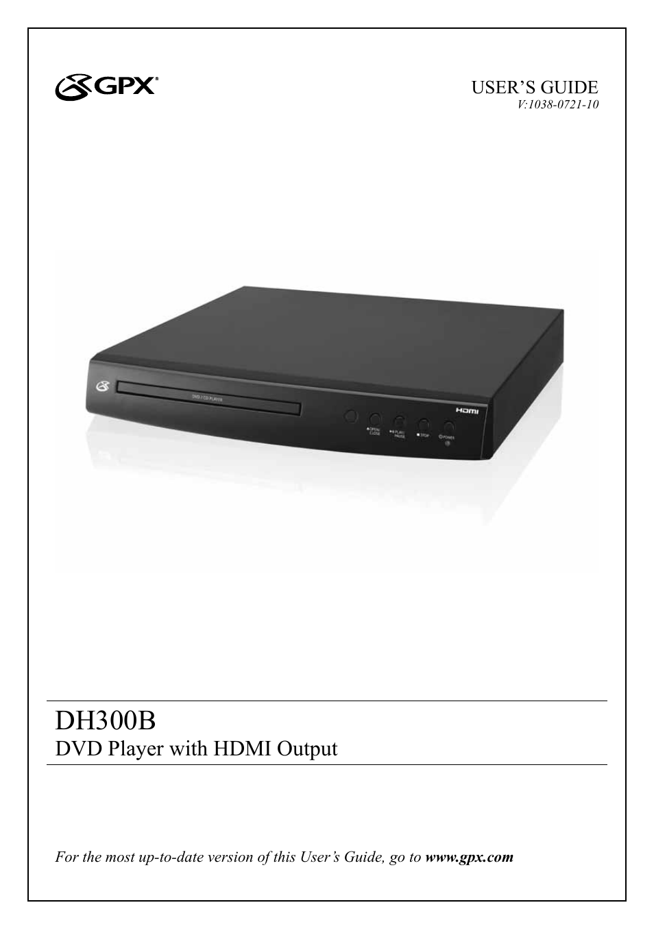 GPX 1038-0721-10 User Manual | 12 pages