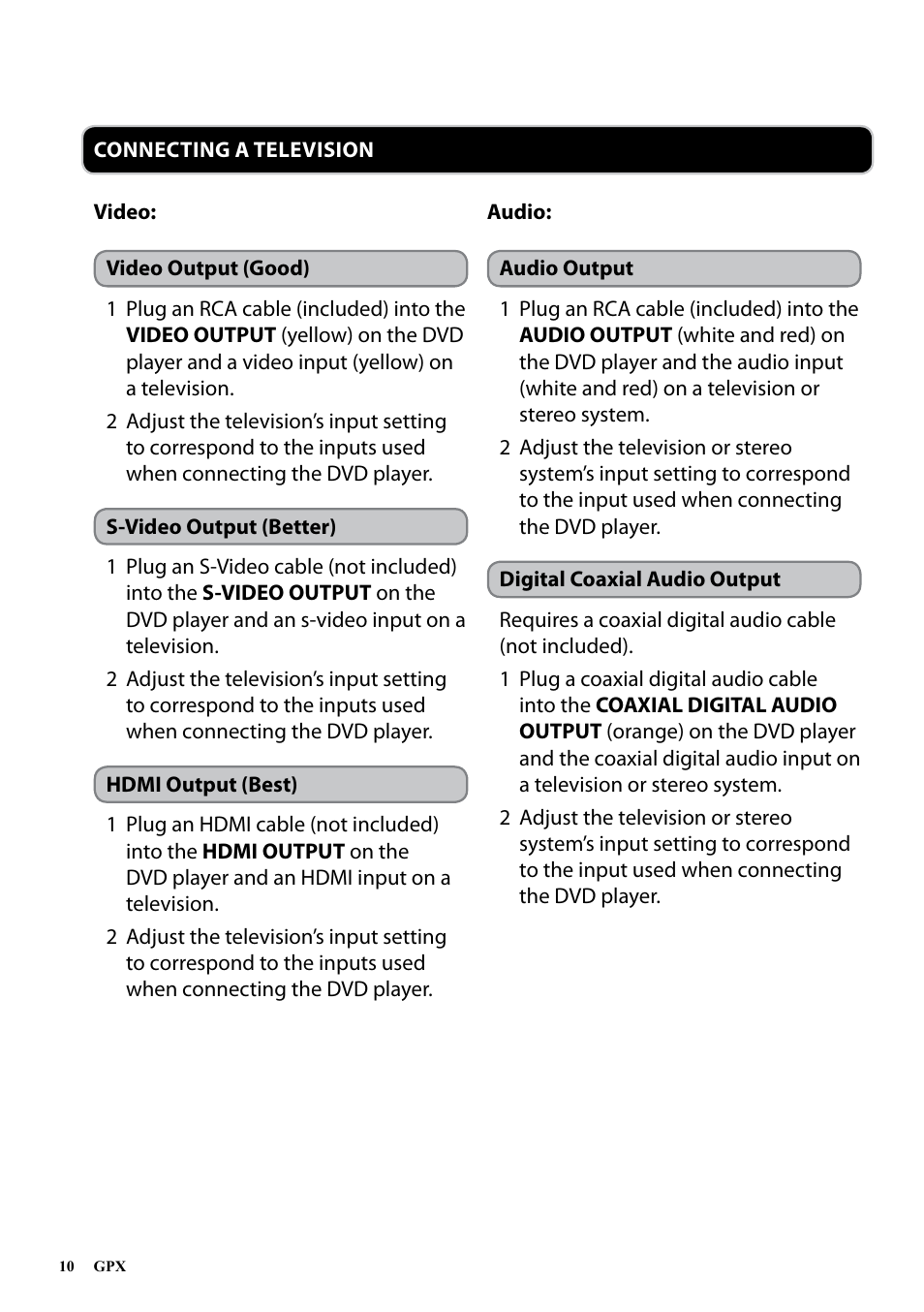 GPX 1038-0721-10 User Manual | Page 10 / 12