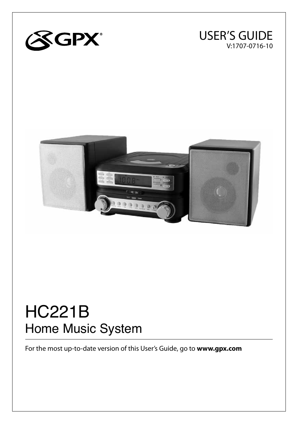 GPX HOME MUSIC SYSTEM HC221B User Manual | 12 pages