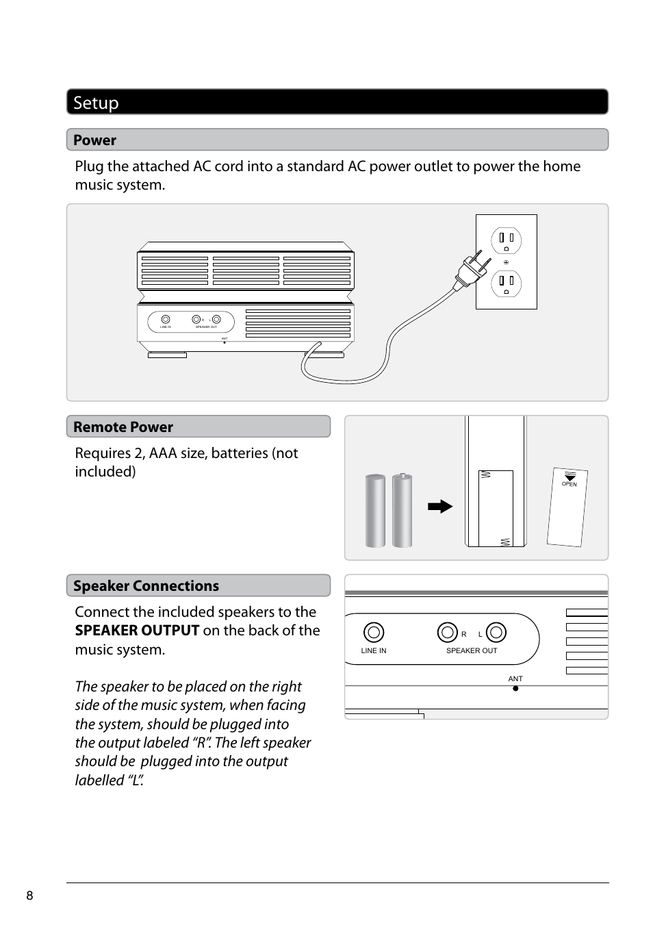 Setup | GPX HOME MUSIC SYSTEM HC221B User Manual | Page 8 / 12