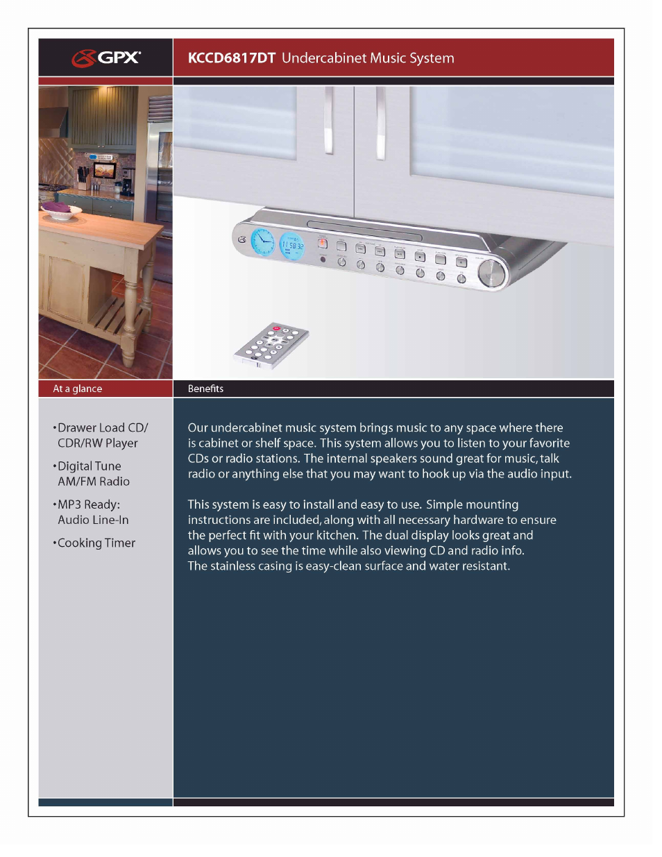 GPX KCCD6817DT User Manual | 2 pages