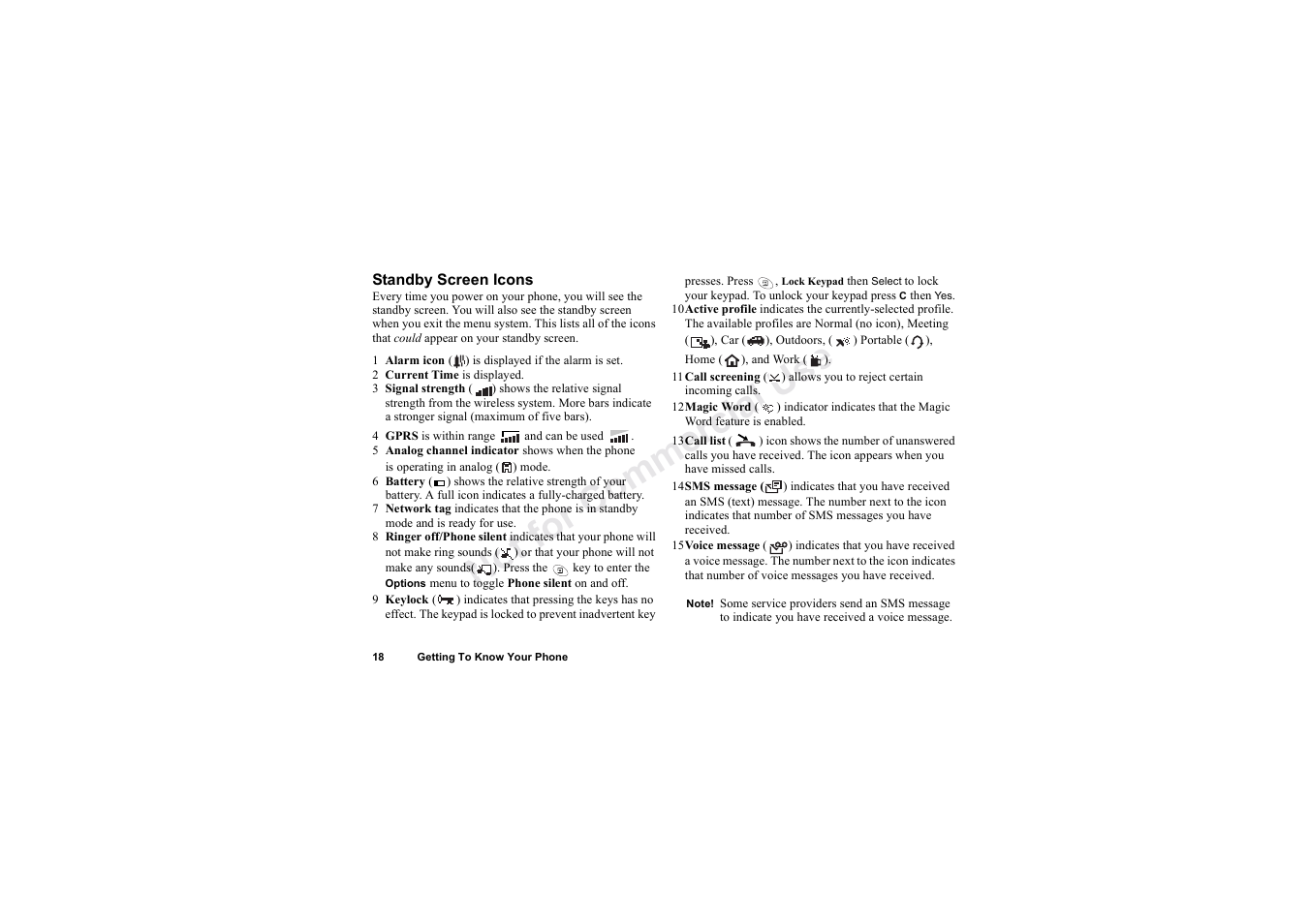 No t fo r c om me rci al u se | Sony Ericsson T62u User Manual | Page 19 / 99