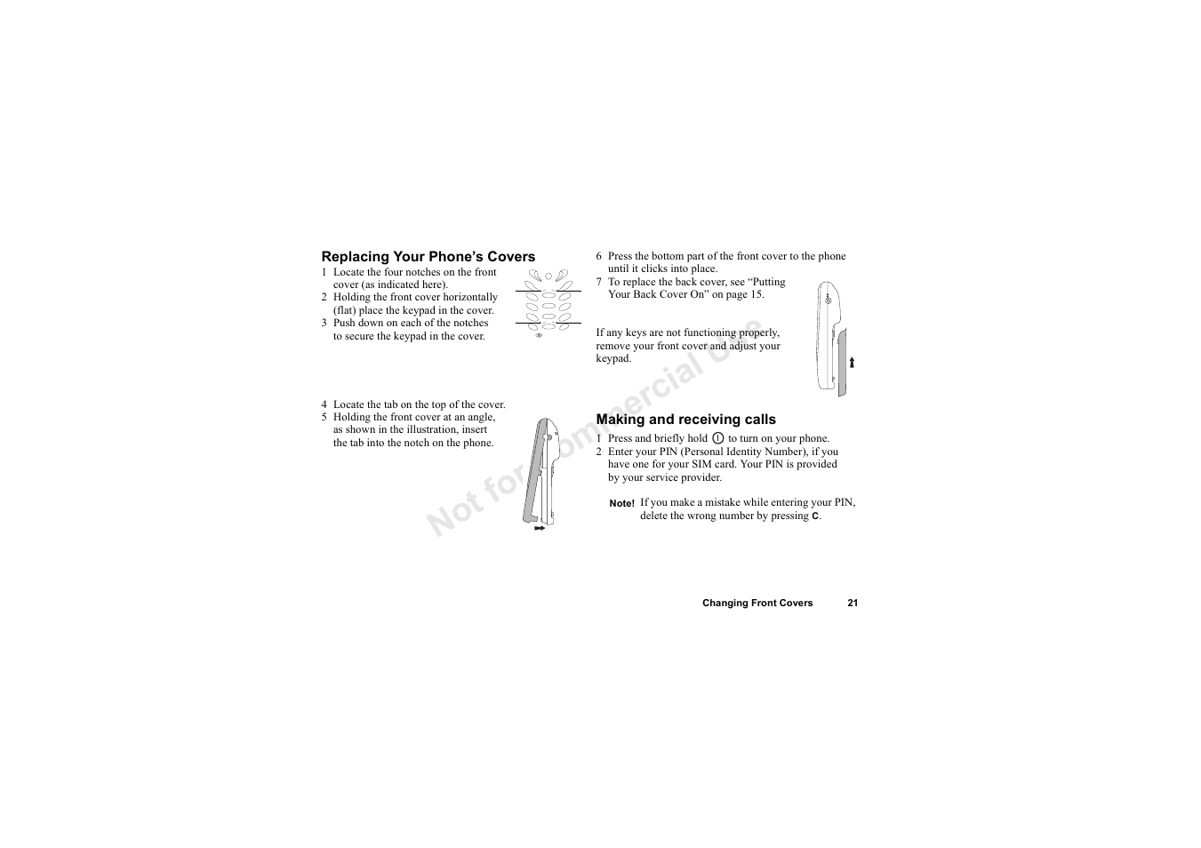 No t fo r c om me rci al u se | Sony Ericsson T62u User Manual | Page 22 / 99