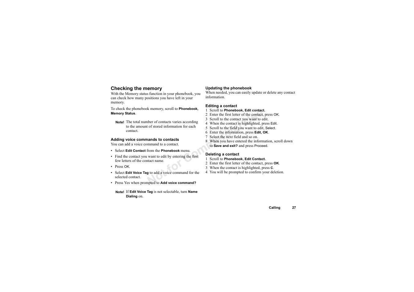 No t fo r c om me rci al u se | Sony Ericsson T62u User Manual | Page 28 / 99