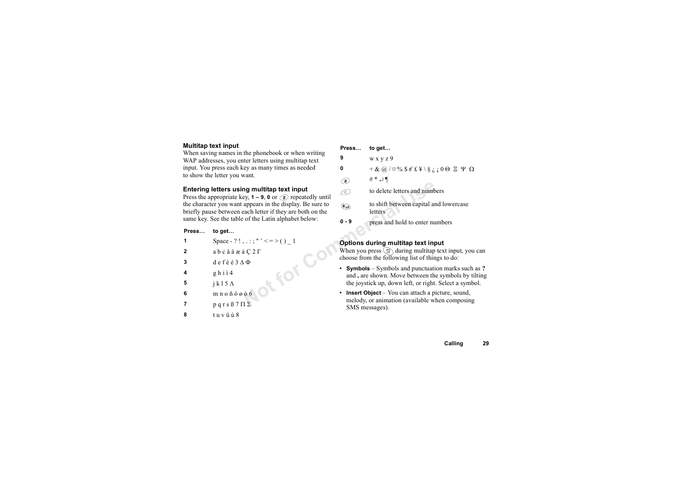 No t fo r c om me rci al u se | Sony Ericsson T62u User Manual | Page 30 / 99