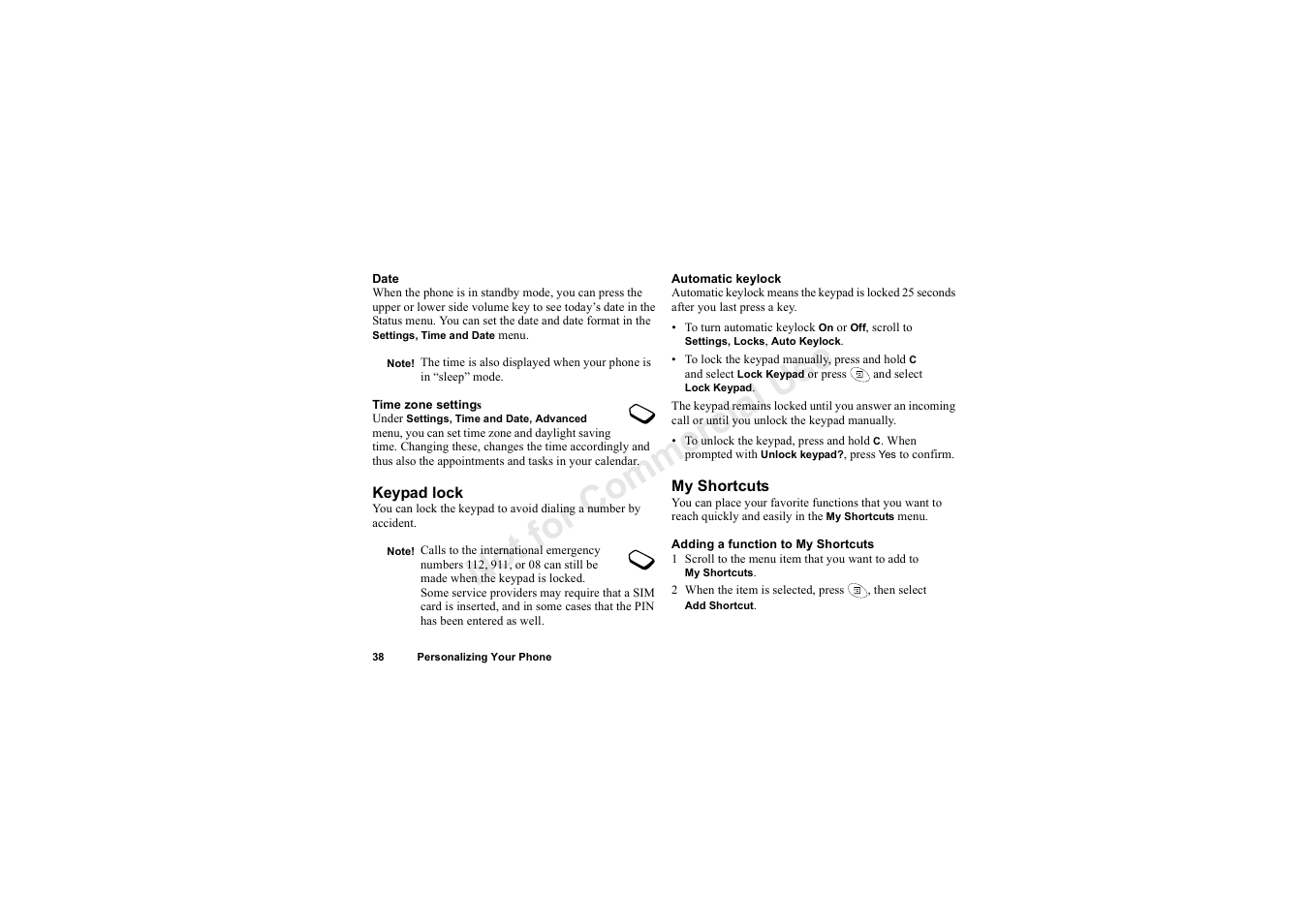 No t fo r c om me rci al u se | Sony Ericsson T62u User Manual | Page 39 / 99