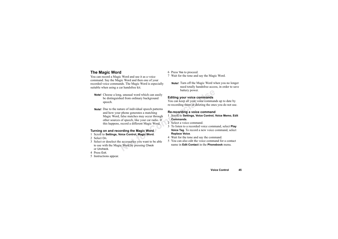 No t fo r c om me rci al u se | Sony Ericsson T62u User Manual | Page 46 / 99