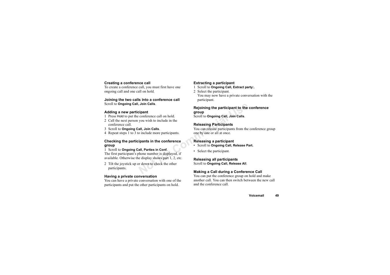 No t fo r c om me rci al u se | Sony Ericsson T62u User Manual | Page 50 / 99