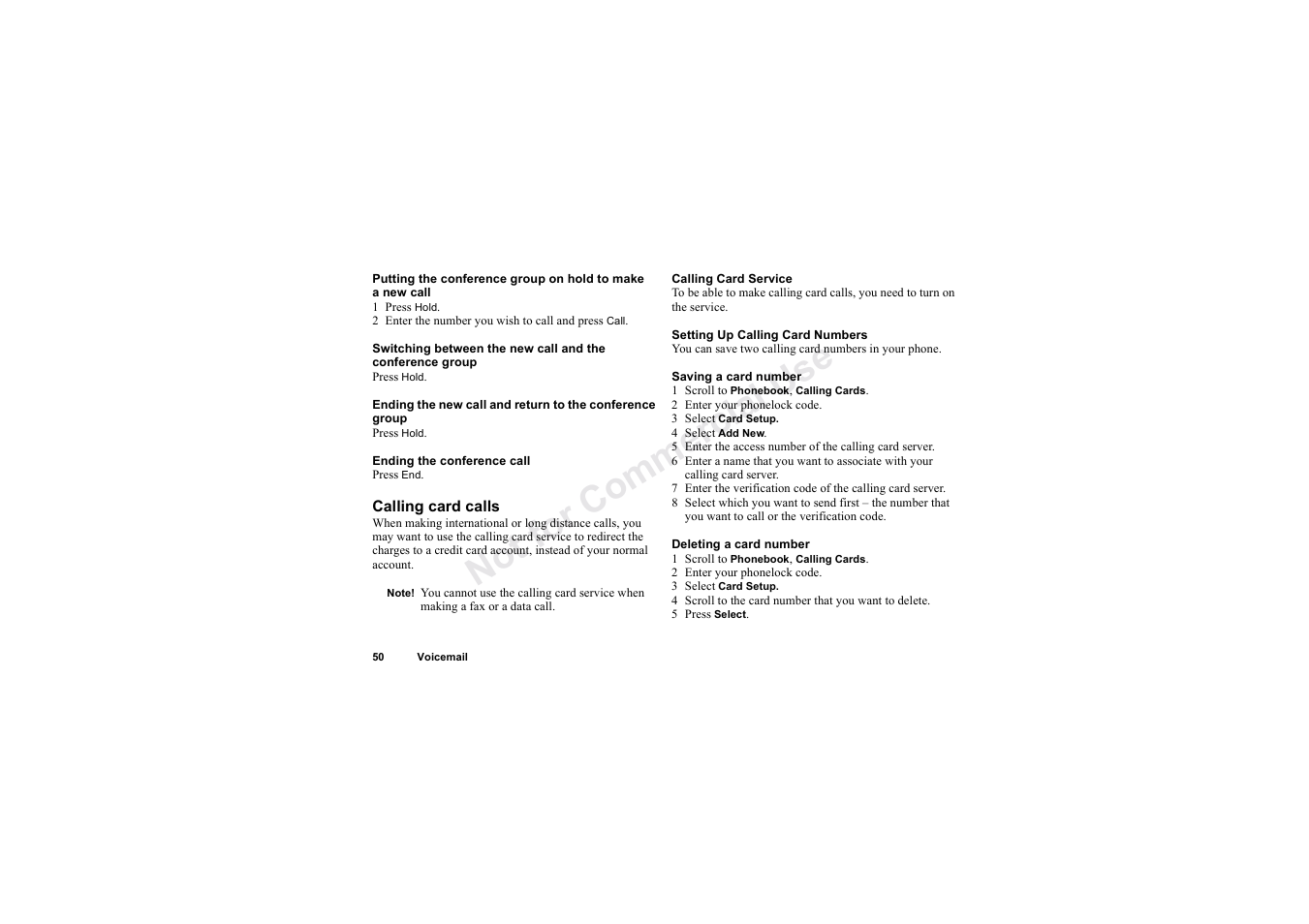 No t fo r c om me rci al u se | Sony Ericsson T62u User Manual | Page 51 / 99