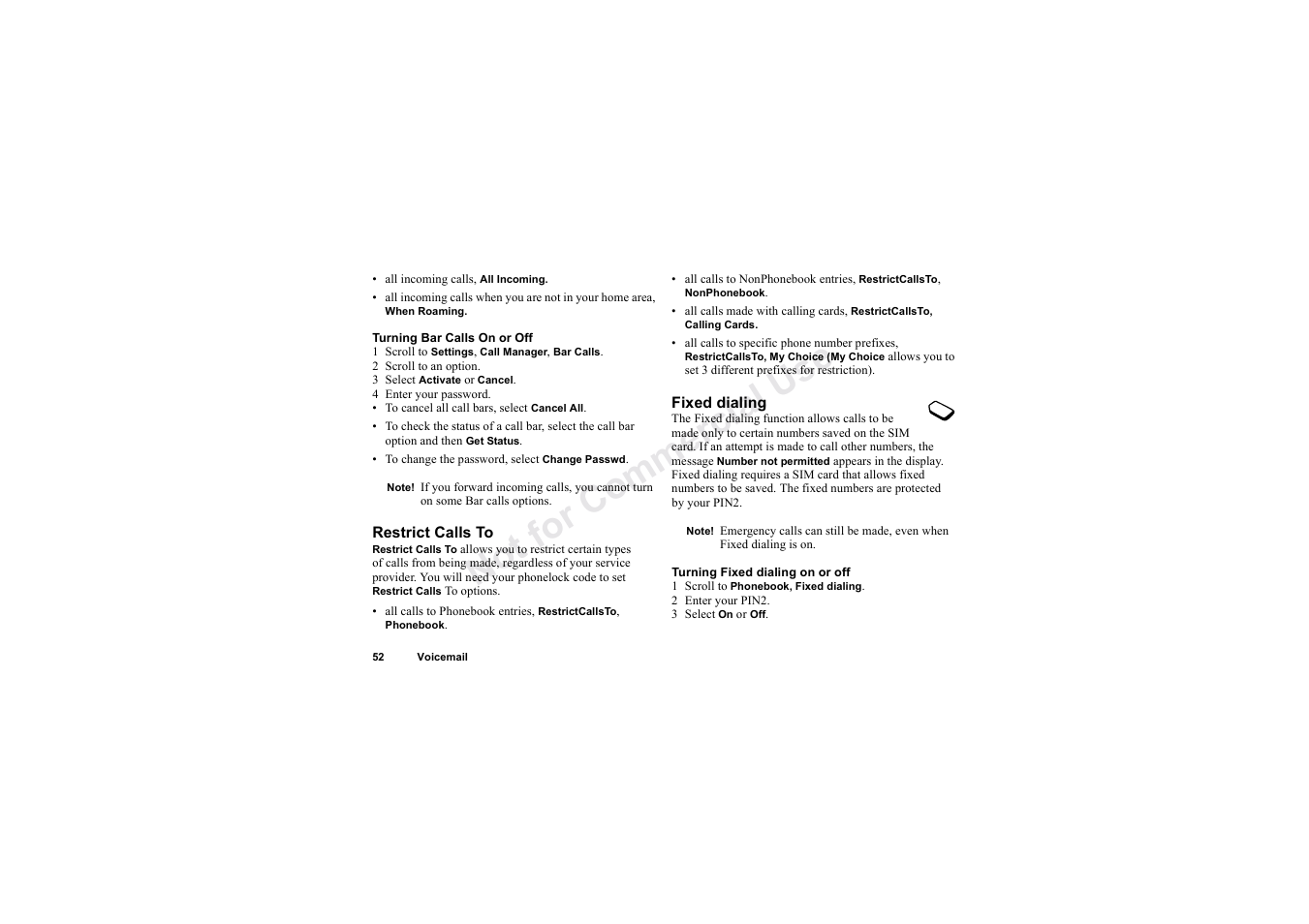No t fo r c om me rci al u se | Sony Ericsson T62u User Manual | Page 53 / 99