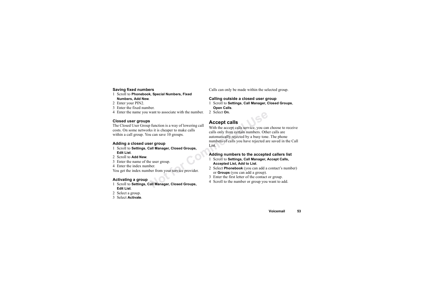 No t fo r c om me rci al u se | Sony Ericsson T62u User Manual | Page 54 / 99