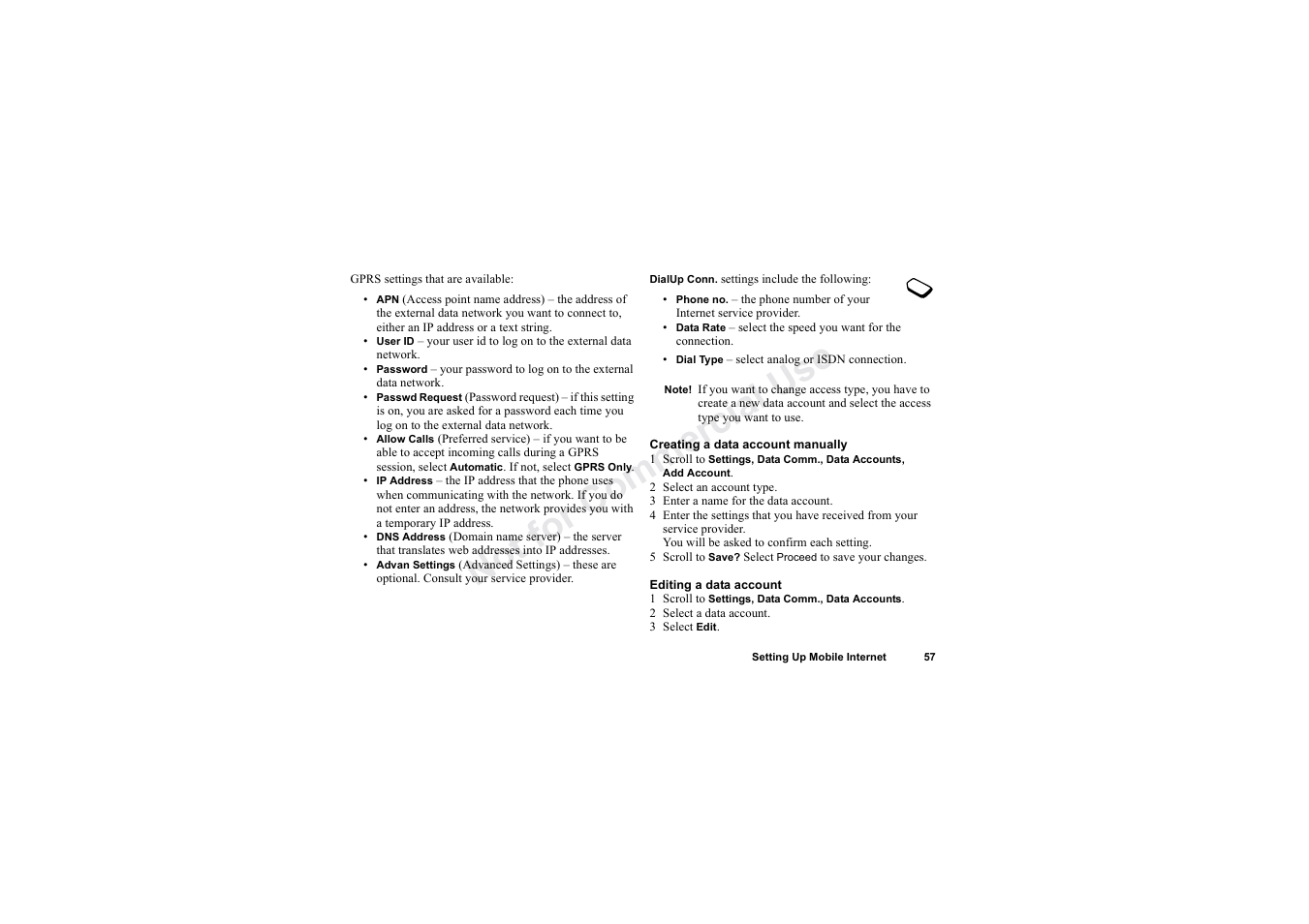 No t fo r c om me rci al u se | Sony Ericsson T62u User Manual | Page 58 / 99