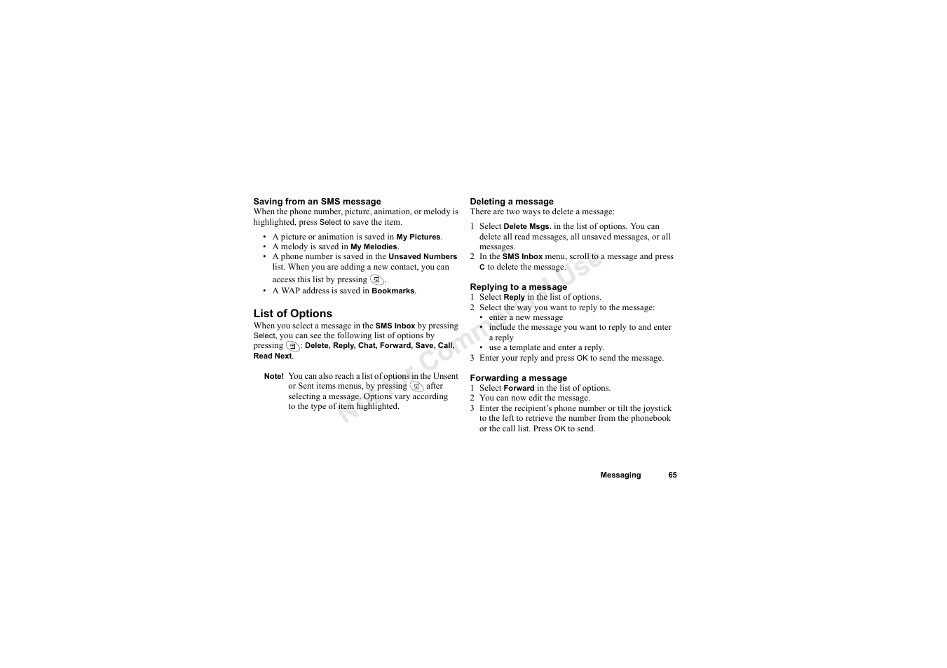 No t fo r c om me rci al u se | Sony Ericsson T62u User Manual | Page 66 / 99