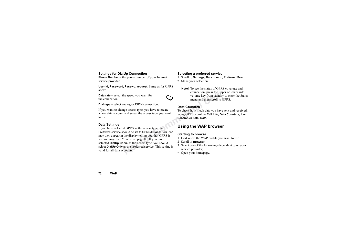 No t fo r c om me rci al u se | Sony Ericsson T62u User Manual | Page 73 / 99
