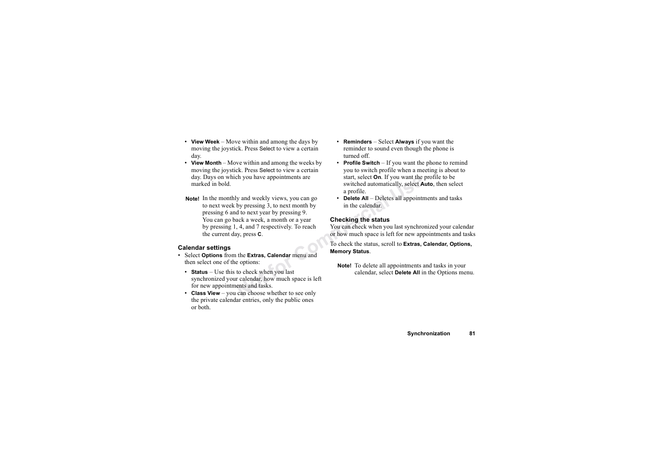 No t fo r c om me rci al u se | Sony Ericsson T62u User Manual | Page 82 / 99