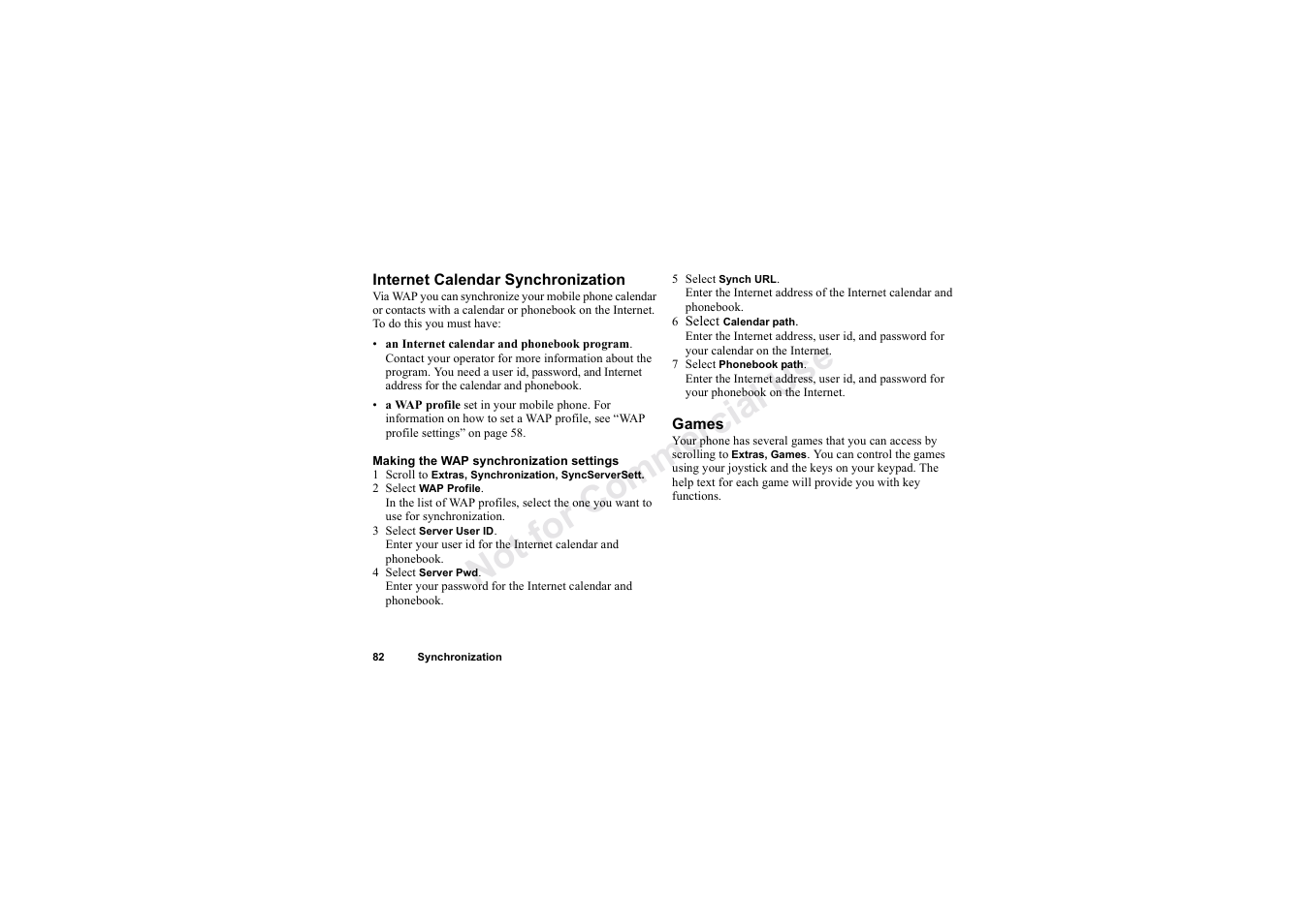 No t fo r c om me rci al u se | Sony Ericsson T62u User Manual | Page 83 / 99
