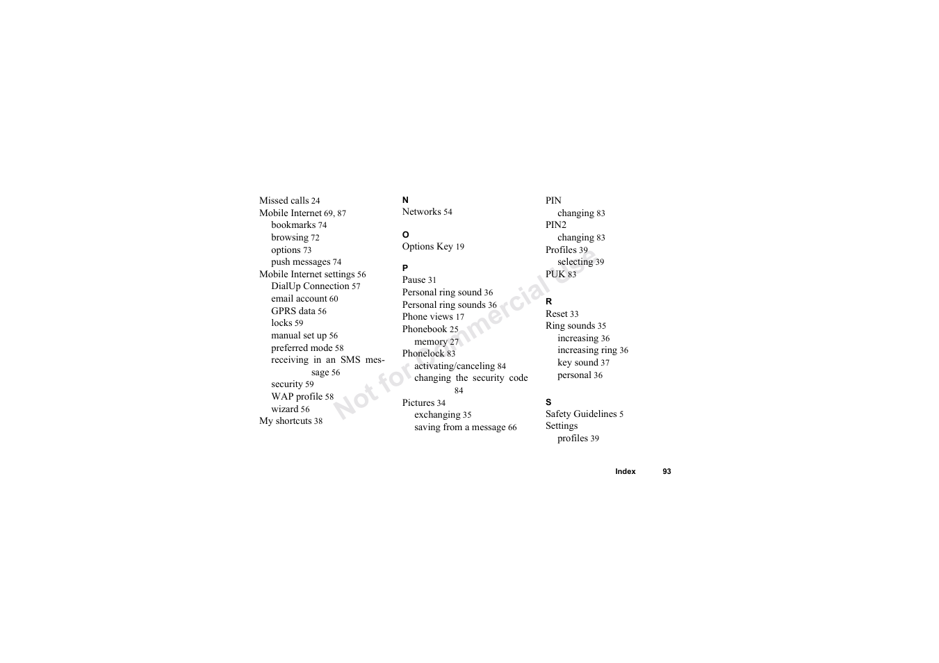Sony Ericsson T62u User Manual | Page 94 / 99